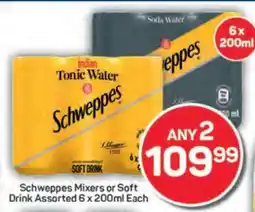 Pick n Pay Schweppes Mixers or Soft Drink Assorted 6 x 200ml Each offer