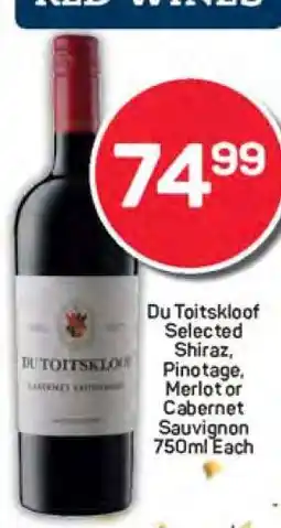 Pick n Pay Du Toitskloof Selected Shiraz, Pinotage, Merlot or Cabernet Sauvignon 750ml Each offer