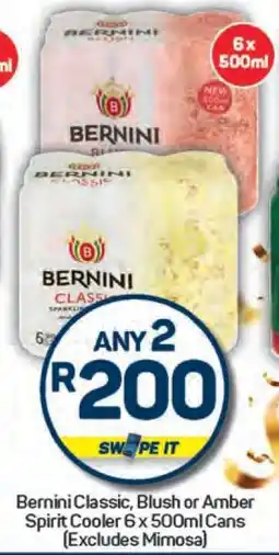 Pick n Pay Bernini Classic, Blush or Amber Spirit Cooler 6 x 500ml Cans offer