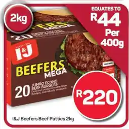 Pick n Pay Hypermarket I&J Beefers Beef Patties 2kg offer