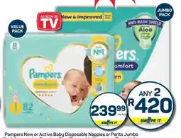 Pick n Pay Pampers New or Active Baby Disposable Nappies or Pants Jumbo offer