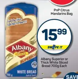 Pick n Pay Albany Superior or Thick White Sliced Bread 700g offer