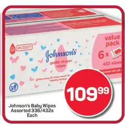 Pick n Pay Hypermarket Johnson’s Baby Wipes Assorted 336/432s offer