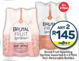Pick n Pay Brutal Fruit Sparkling Spritzer Assorted 6 x 275ml Non-Returnable Bottles offer