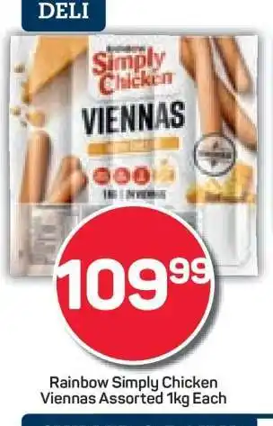 Pick n Pay Rainbow Simply Chicken Viennas Assorted 1kg Each offer