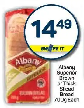 Pick n Pay Albany Superior Brown or Thick Sliced Bread offer