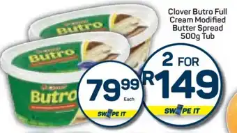Pick n Pay Clover Butro Full Cream Modified Butter Spread 500g Tub offer