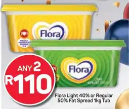 Pick n Pay Flora Light 40% or Regular 50% Fat Spread 1kg Tub offer