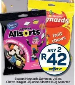 Pick n Pay Beacon Maynards Gummies, Jellies, Chews 100g or Liquorice Allsorts 150g Assorted offer