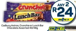 Pick n Pay Cadbury Astros, Crunchie or Lunch Bar offer