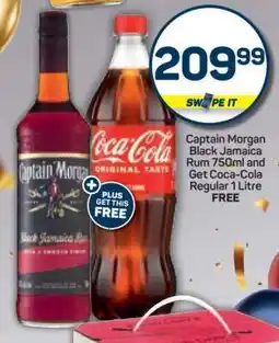Pick n Pay Captain Morgan Black Jamaica Rum 750ml and Coca-Cola Regular 1 Litre offer