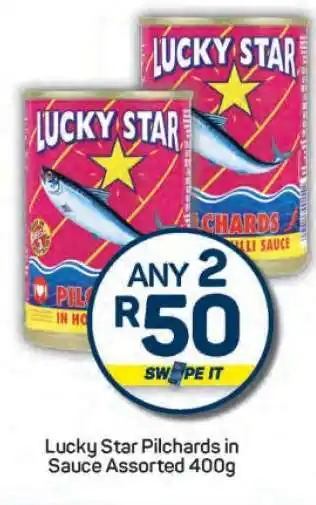 Pick n Pay Lucky Star Pilchards In Sauce Assorted 400g offer