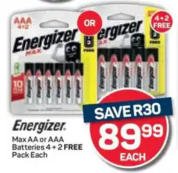 Pick n Pay Energizer Max AA or AAA Batteries offer