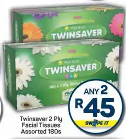Pick n Pay Twinsaver 2 Ply Facial Tissues Assorted 180s offer