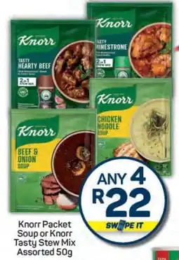 Pick n Pay Knorr Packet Soup or Knorr Tasty Stew Mix Assorted 50g offer