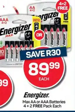 Pick n Pay Energizer Max AA or AAA Batteries offer
