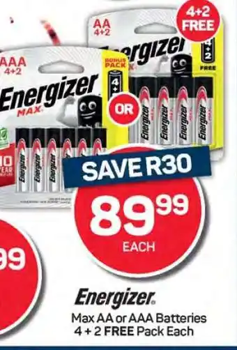 Pick n Pay Energizer Max AA or AAA Batteries offer