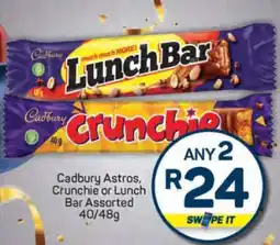 Pick n Pay Cadbury Astros, Crunchie, or Lunch Bar Assorted offer