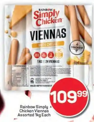 Pick n Pay Hypermarket Rainbow Simply Chicken Viennas Assorted 1kg offer