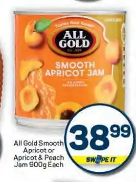 Pick n Pay Hypermarket All Gold Smooth Apricot or Apricot & Peach Jam offer