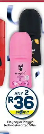 Pick n Pay Hypermarket Playboy or Playgirl Roll-on Assorted 50ml offer