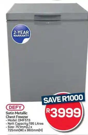 Pick n Pay Hypermarket Defy Satin Metallic Chest Freezer offer