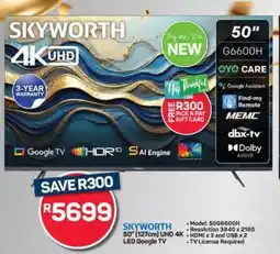 Pick n Pay Hypermarket SKYWORTH 50'' (127cm) UHD 4K LED Google TV offer