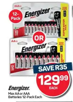 Pick n Pay Hypermarket Energizer Max AA or AAA Batteries offer