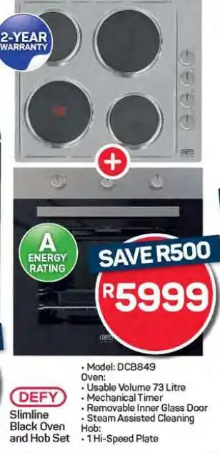 Pick n Pay Hypermarket Defy Slimline Black Oven and Hob Set offer