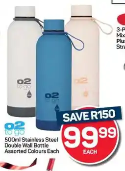 Pick n Pay Hypermarket o2 to go 500ml Stainless Steel Double Wall Bottle offer