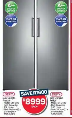 Pick n Pay Hypermarket Defy Inox Upright Freezer and Fridge offer