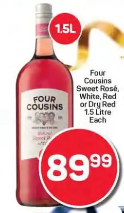 Pick n Pay Hypermarket Four Cousins Sweet Rosé, White, Red or Dry Red offer