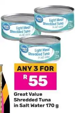 Game Great Value Shredded Tuna in Salt Water 170 g offer