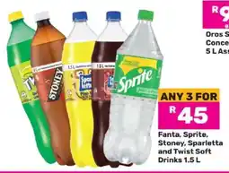 Game Fanta, Sprite, Stoney, Sparletta and Twist Soft Drinks 1.5L offer