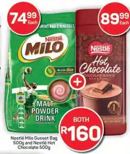Pick n Pay Hypermarket Nestlé Milo Gusset Bag 500g and Nestlé Hot Chocolate 500g offer