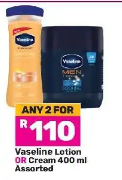 Game Vaseline Lotion OR Cream 400 ml Assorted offer