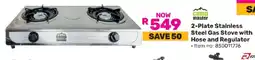 Game Camp Master 2-Plate Stainless Steel Gas Stove with Hose and Regulator offer