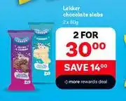 PEP Lekker Chocolate Slabs-For 2 x 80g offer