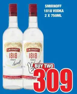 Boxer SMIRNOFF 1818 Vodka 2 x 750ml offer