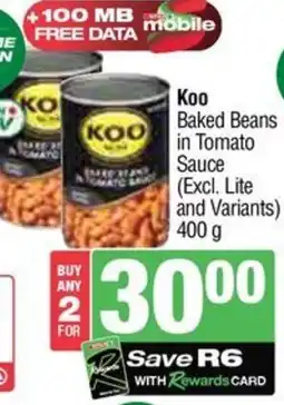 KwikSpar Koo Baked Beans in Tomato Sauce offer