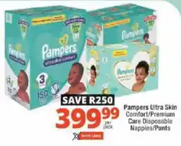 Checkers Pampers Ultra Skin Comfort/ Premium Care Disposable Nappies/ Pants offer