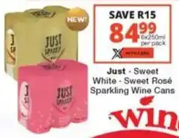 Checkers Liquor Shop Just Sweet White, Sweet Rosé Sparkling Wine Cans offer