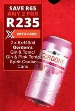 Checkers Liquor Shop Gordon's Gin & Tonic/ Gin & Pink Tonic Spirit Cooler Cans offer