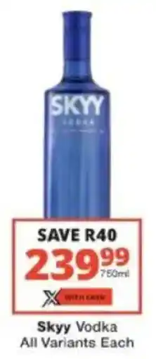 Checkers Liquor Shop Skyy Vodka All Variants Each offer