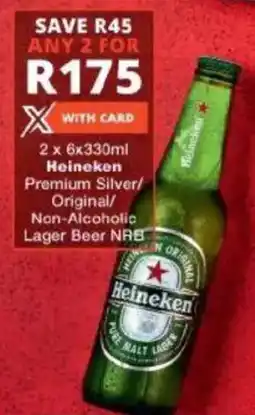 Checkers Liquor Shop Heineken Premium Silver/ Original/ Non-Alcoholic Lager Beer NRB offer