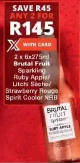 Checkers Liquor Shop Brutal Fruit Sparkling Ruby Apple/ Litchi Sèche/ Strawberry Rouge Spirit Cooler NRB offer