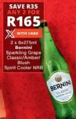 Checkers Liquor Shop Bernini Sparkling Grape Classic/ Amber/ Blush Spirit Cooler NRB offer