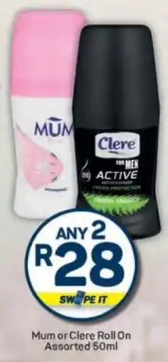 Pick n Pay Mum or Clere Roll On Assorted offer