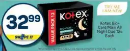 Pick n Pay Kotex Bio-Care Maxi All Night Duo offer
