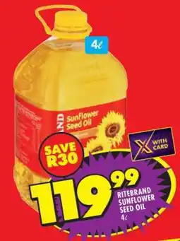 Shoprite Ritebrand Sunflower Seed Oil 4ℓ offer
